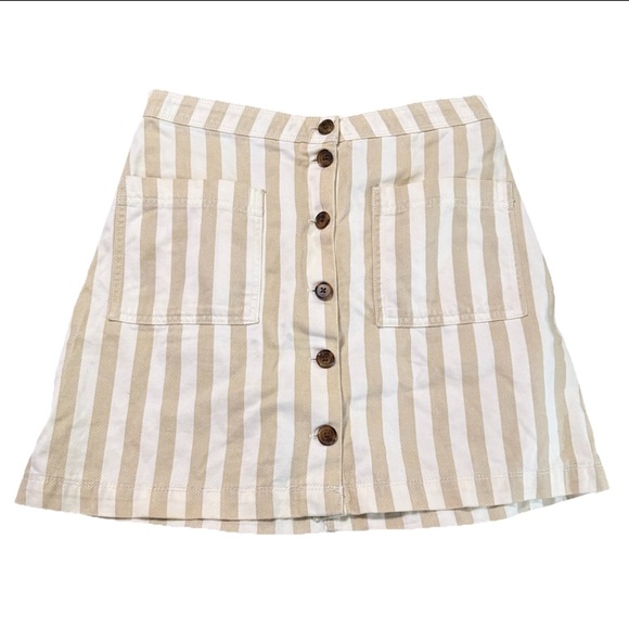 Old Navy Dresses & Skirts - Old Navy Khaki Beige & White Striped Button-Front Mini Skirt